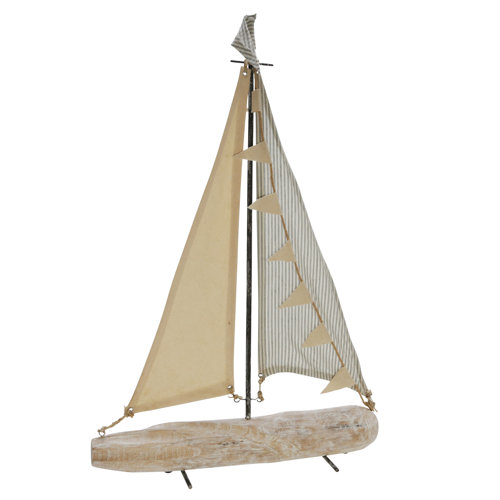 Longshore Tides 25" Iron Sailboat with Cloth Sails Home Decor